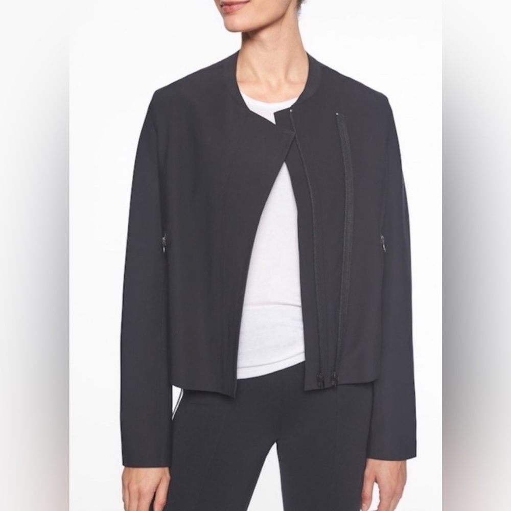Athleta
Stellar Moto Style Jacket
Women's Black UPF 50 Asymmetrical
Double Zip